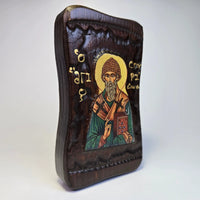 St. Spyridon Orthodox Wooden Icon – 14.5 × 8.5 cm (2 Variants) - Church Icon House
