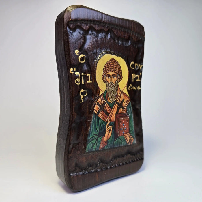 St. Spyridon Orthodox Wooden Icon – 14.5 × 8.5 cm (2 Variants) - Church Icon House