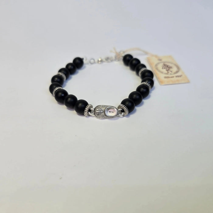 Orthodox Silver 925 Agate Stone Bracelet with St. Spyridon’s Shoe Charm – Multiple Color Variants - Church Icon House