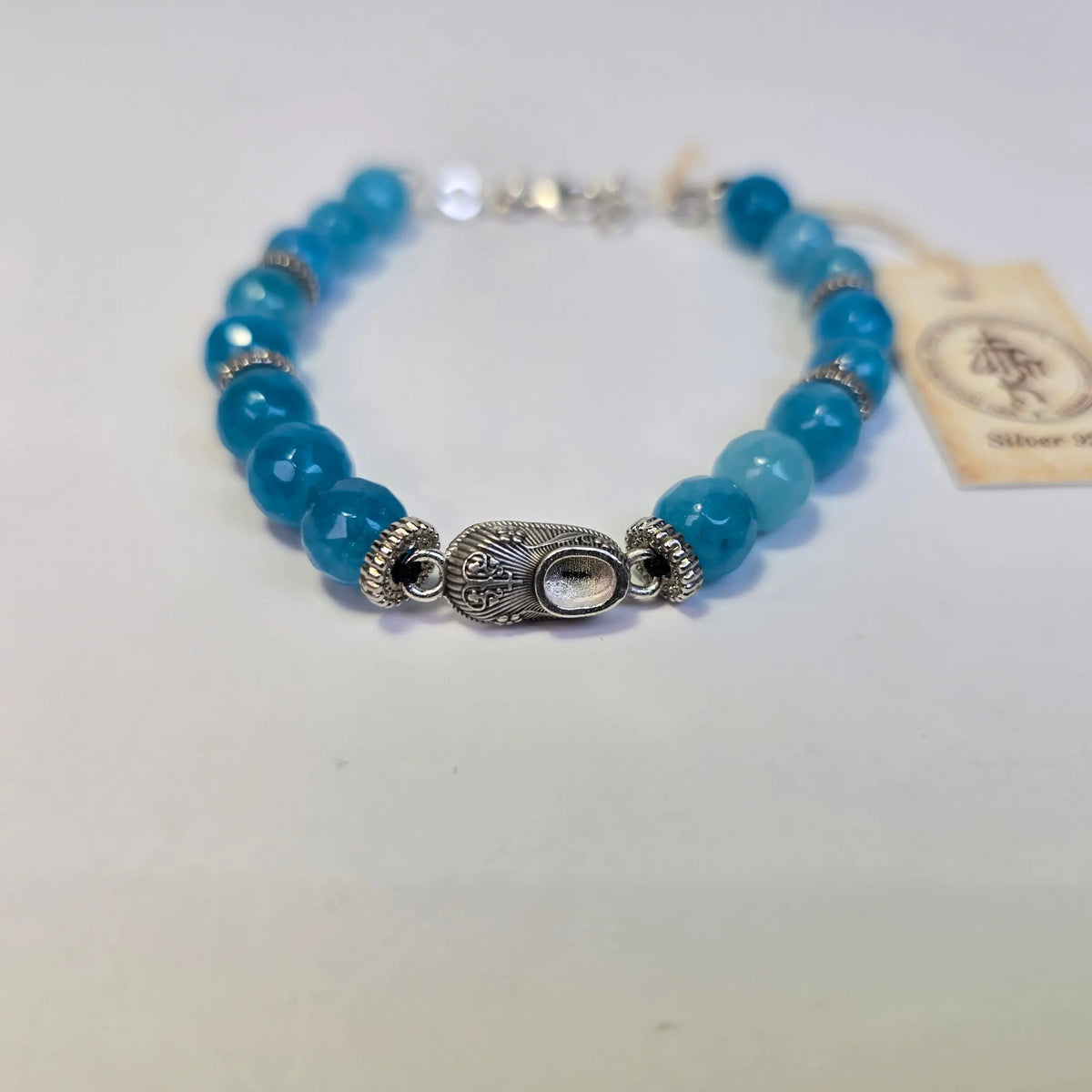 Orthodox Silver 925 Agate Stone Bracelet with St. Spyridon’s Shoe Charm – Multiple Color Variants - Church Icon House