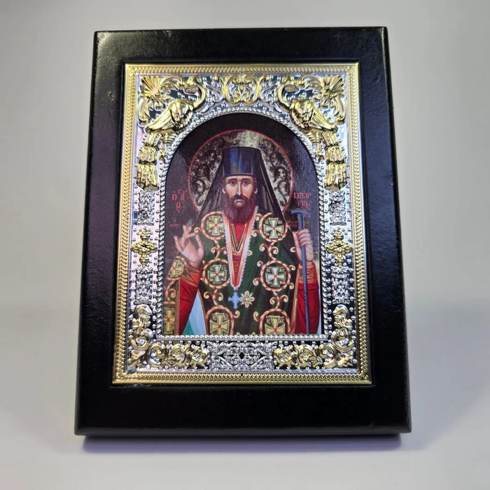 Orthodox Icon of Saint George Karslidis of Drama – Silver & Gold Frame – 13 × 10.5 cm (2 Variants) Church Icon Store