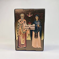 Saints Cyprian and Justina Orthodox Icon – Protection from Evil, Wooden Icon – 10 × 7 cm Church Icon Store