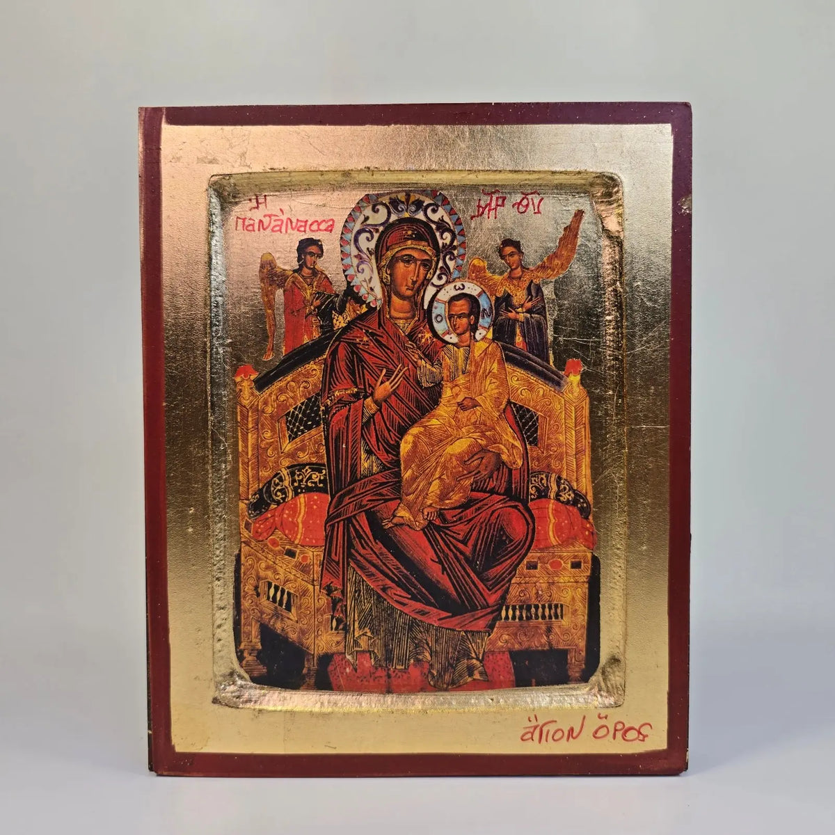 Orthodox Icon of the Mother of God “Pantanassa” – Handcrafted Wooden Icon – 17 × 14 cm - Church Icon Store