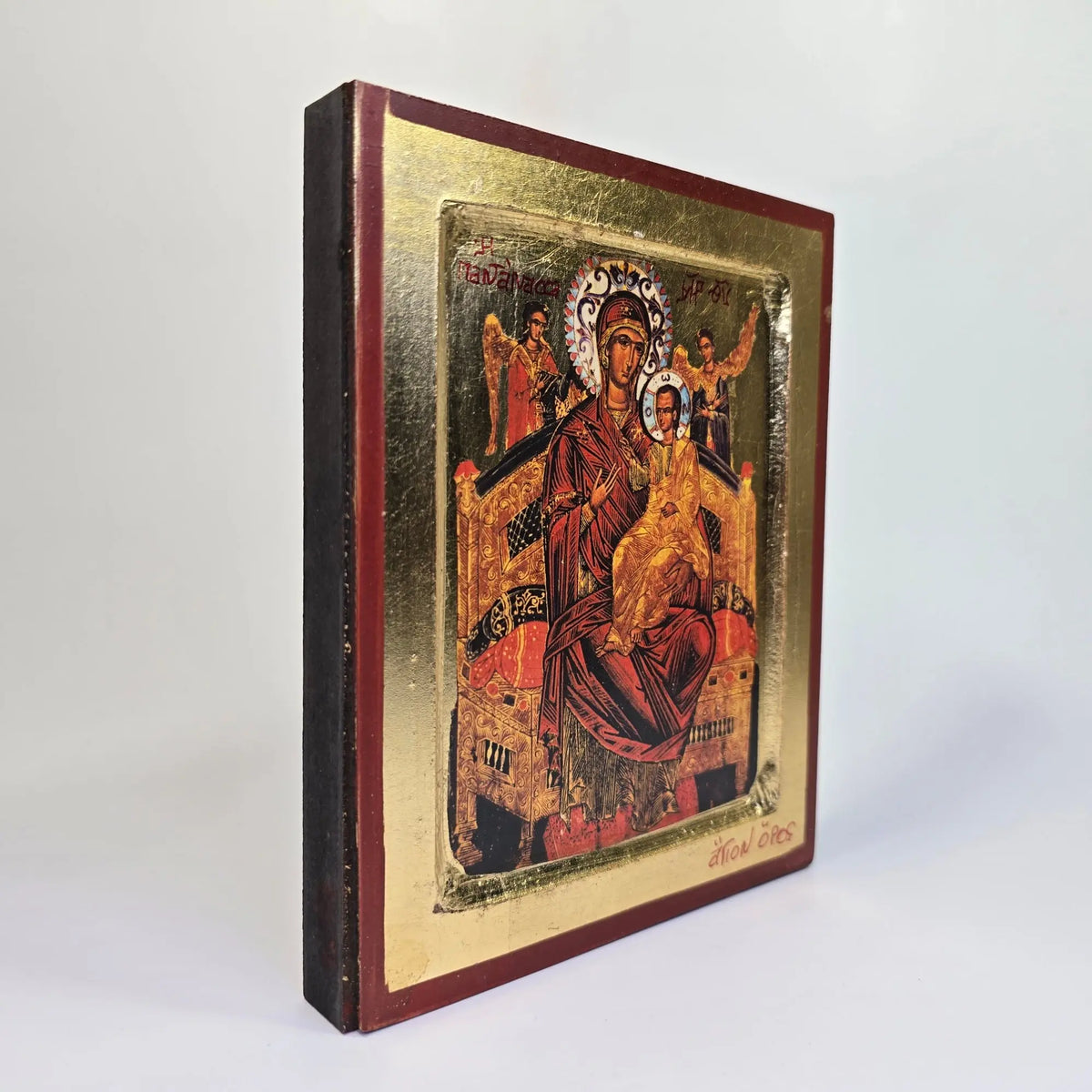 Orthodox Icon of the Mother of God “Pantanassa” – Handcrafted Wooden Icon – 17 × 14 cm - Church Icon Store