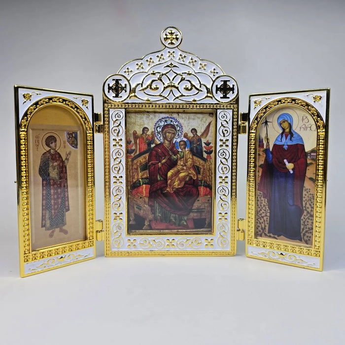 Orthodox Triptych Icon – Folding Icon with Saints and Theotokos Variants Church Icon Store