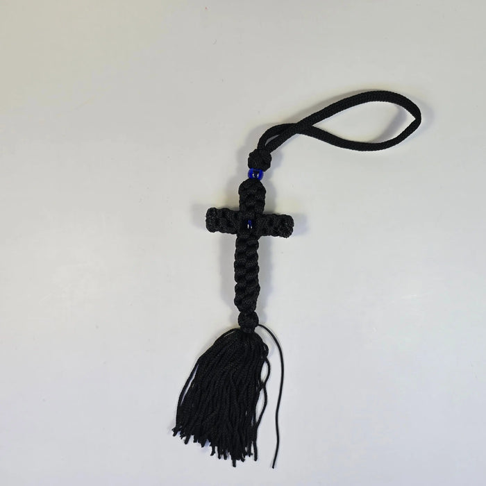 Orthodox Hanging Cross with Tassel | Handwoven Prayer Cross Church Icon Store