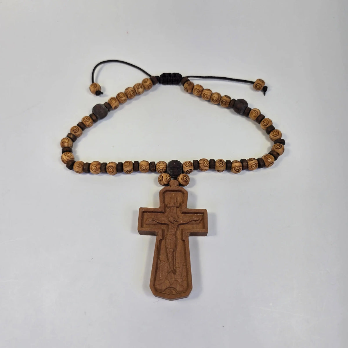 Orthodox Wooden Hanging Cross with Adjustable Prayer Beads – Car & Prayer Corner Cross Church Icon Store