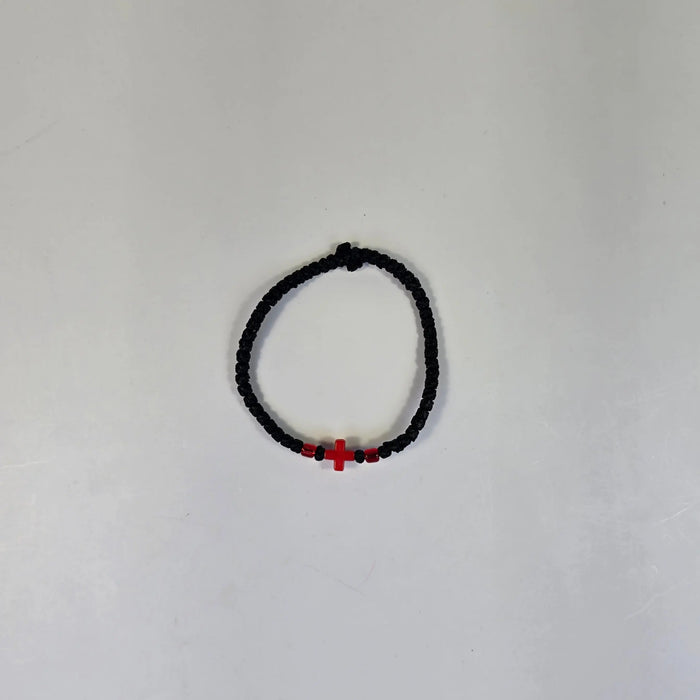 Orthodox Prayer Rope Bracelet with Red Cross – Handwoven Komboskini Bracelet Church Icon Store