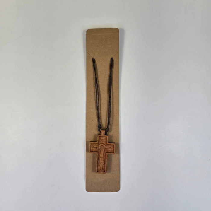 Orthodox Wooden Cross Pendant Necklace – Handcrafted Christian Cross on Adjustable Cord Church Icon Store
