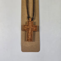 Orthodox Wooden Cross Pendant Necklace – Handcrafted Christian Cross on Adjustable Cord Church Icon Store