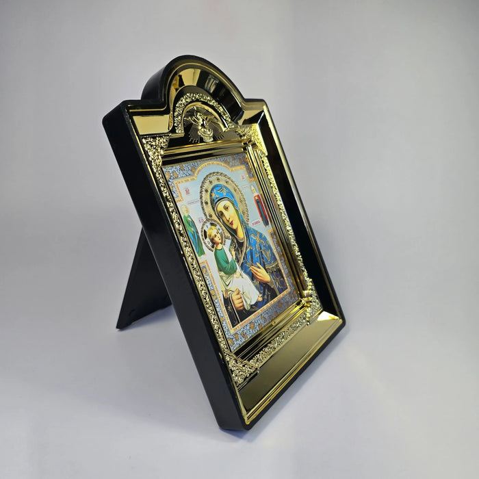 Tikhvin Icon of the Mother of God Orthodox Icon – Decorative Gold-Color Frame – 16 × 12.5 cm Church Icon Store