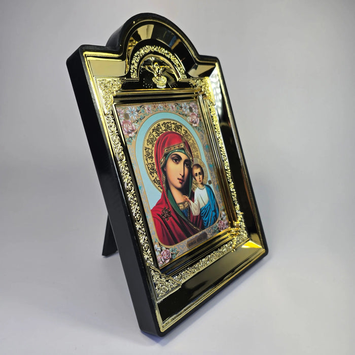 Kazan Icon of the Mother of God Orthodox Icon – Decorative Gold-Color Frame – 16 × 12.5 cm Church Icon Store