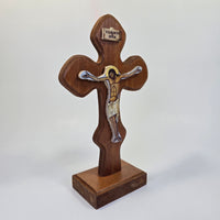 Orthodox Wooden Standing Crucifix – Tabletop Cross with Crucified Christ