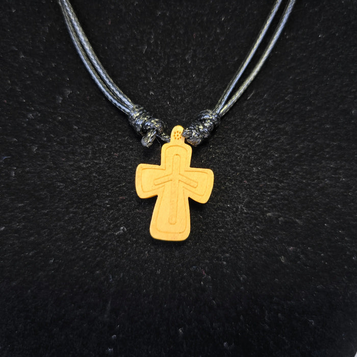 Orthodox Wooden Cross Necklace with Adjustable Black Cord | Handcrafted Christian Cross Pendant Church Icon Store