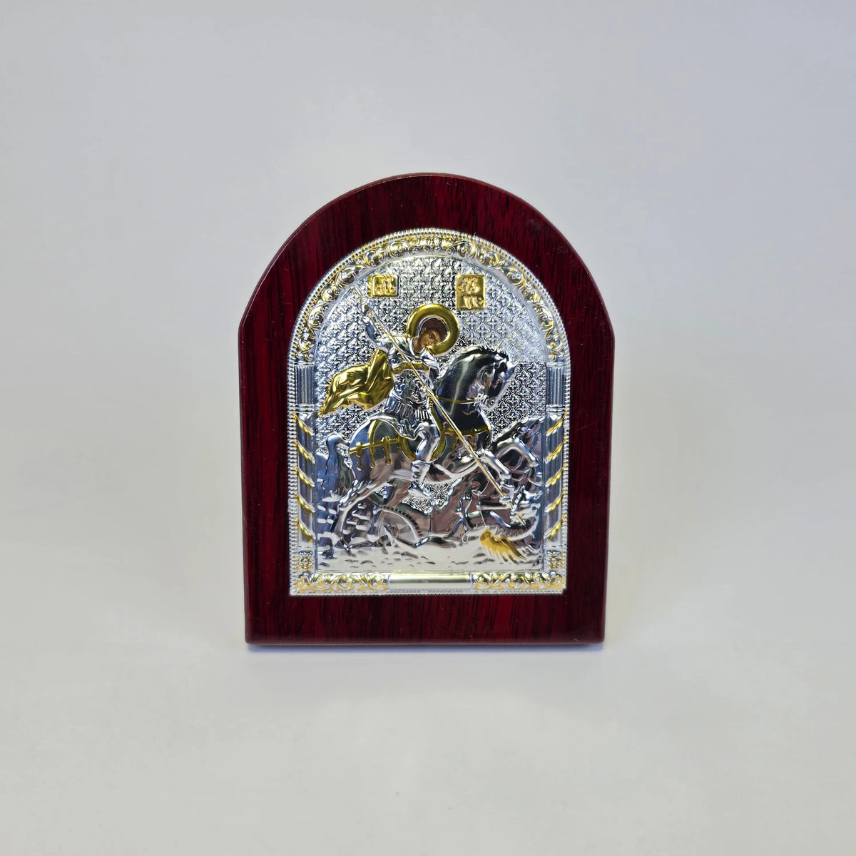 Orthodox Silver & Gold Plated Icons on Wooden Base (9.5 × 7 cm) Church Icon Store