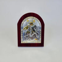 Orthodox Silver & Gold Plated Icons on Wooden Base (9.5 × 7 cm) Church Icon Store