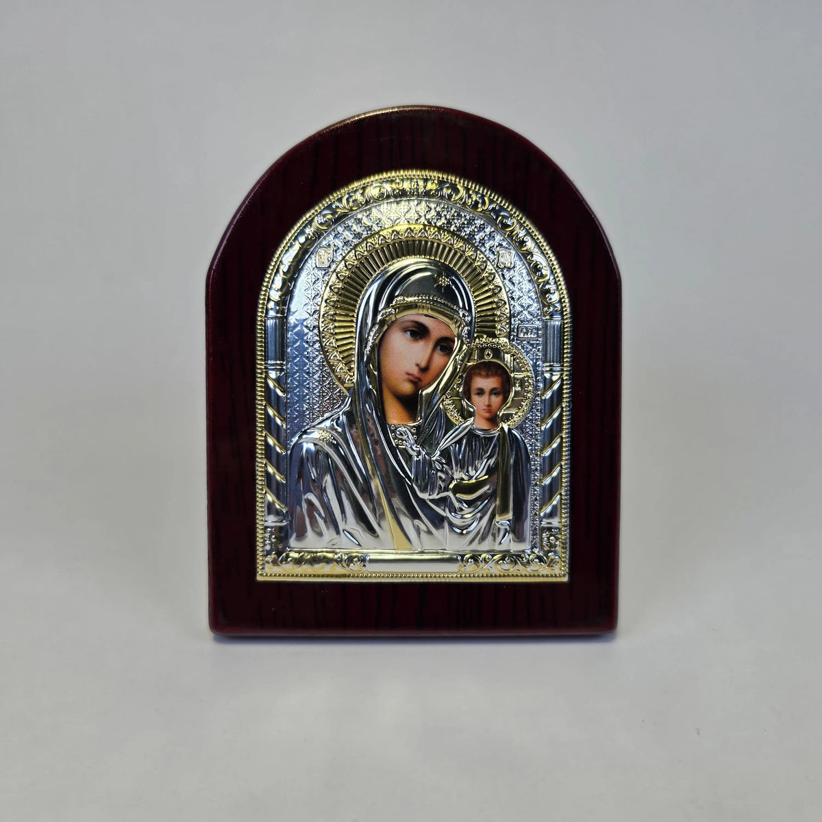 Orthodox Silver & Gold Plated Icons on Wooden Base (9.5 × 7 cm) Church Icon Store