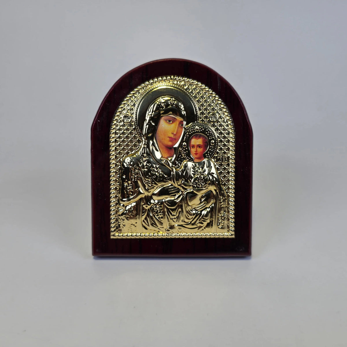 Orthodox Silver & Gold Plated Icons on Wooden Base (9.5 × 7 cm) Church Icon Store