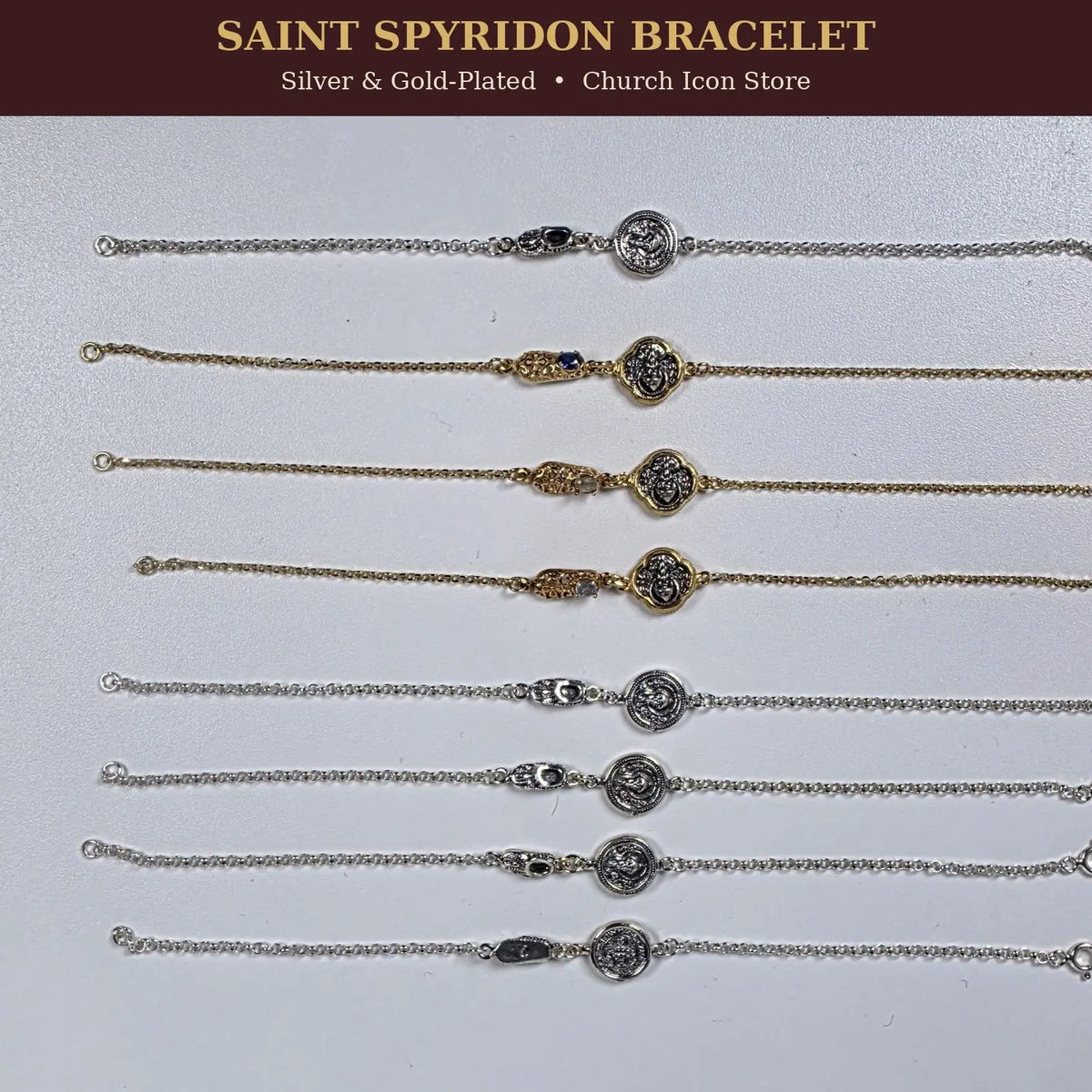 Orthodox Bracelet with Saint Spyridon's Shoe & Icon Charm – Gold Plated Silver & Silver Variants Church Icon Store