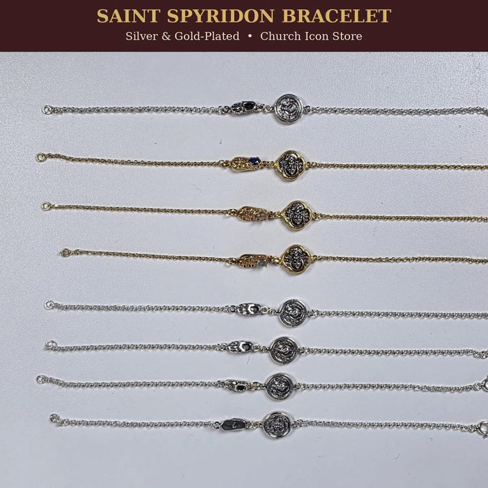 Orthodox Bracelet with Saint Spyridon's Shoe & Icon Charm – Gold Plated Silver & Silver Variants Church Icon Store