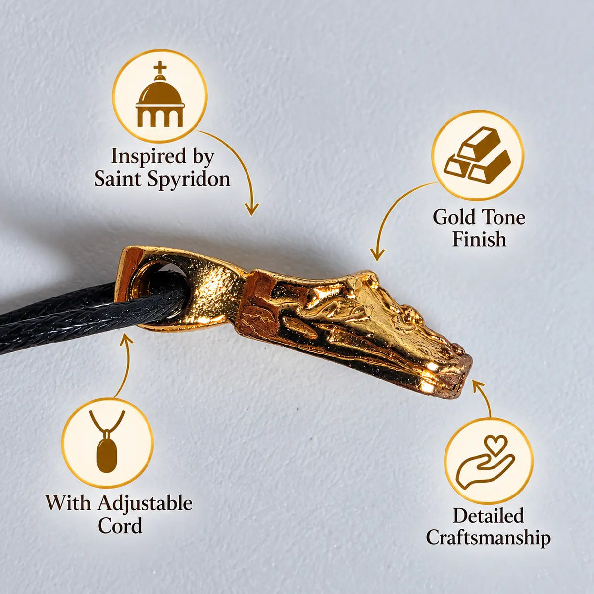 Saint Spyridon Shoe Pendant Necklace – Metallic, from Corfu (Kerkira) Church Icon Store