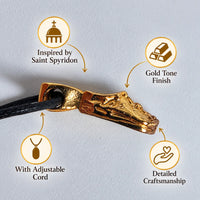 Saint Spyridon Shoe Pendant Necklace – Metallic, from Corfu (Kerkira) Church Icon Store