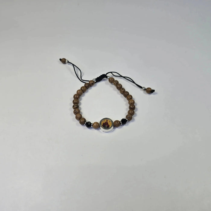 Orthodox Mother of God Bracelet – Adjustable Wooden Bead Bracelet Church Icon Store