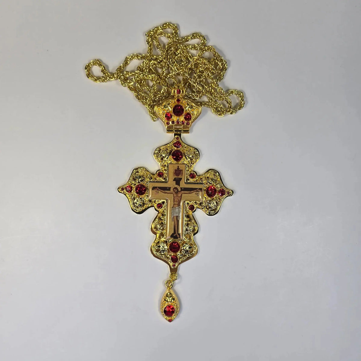 Orthodox Priest Cross (Pectoral Cross) Zinc Alloy Golden Color 18 x 9 cm Sacred Icon House