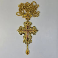 Orthodox Priest Cross (Pectoral Cross) Zinc Alloy Golden Color 18 x 9 cm Sacred Icon House