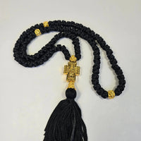 Orthodox Prayer Rope (Komboskini) – 100 Knots with Gold-Tone Cross & Tassel Church Icon Store