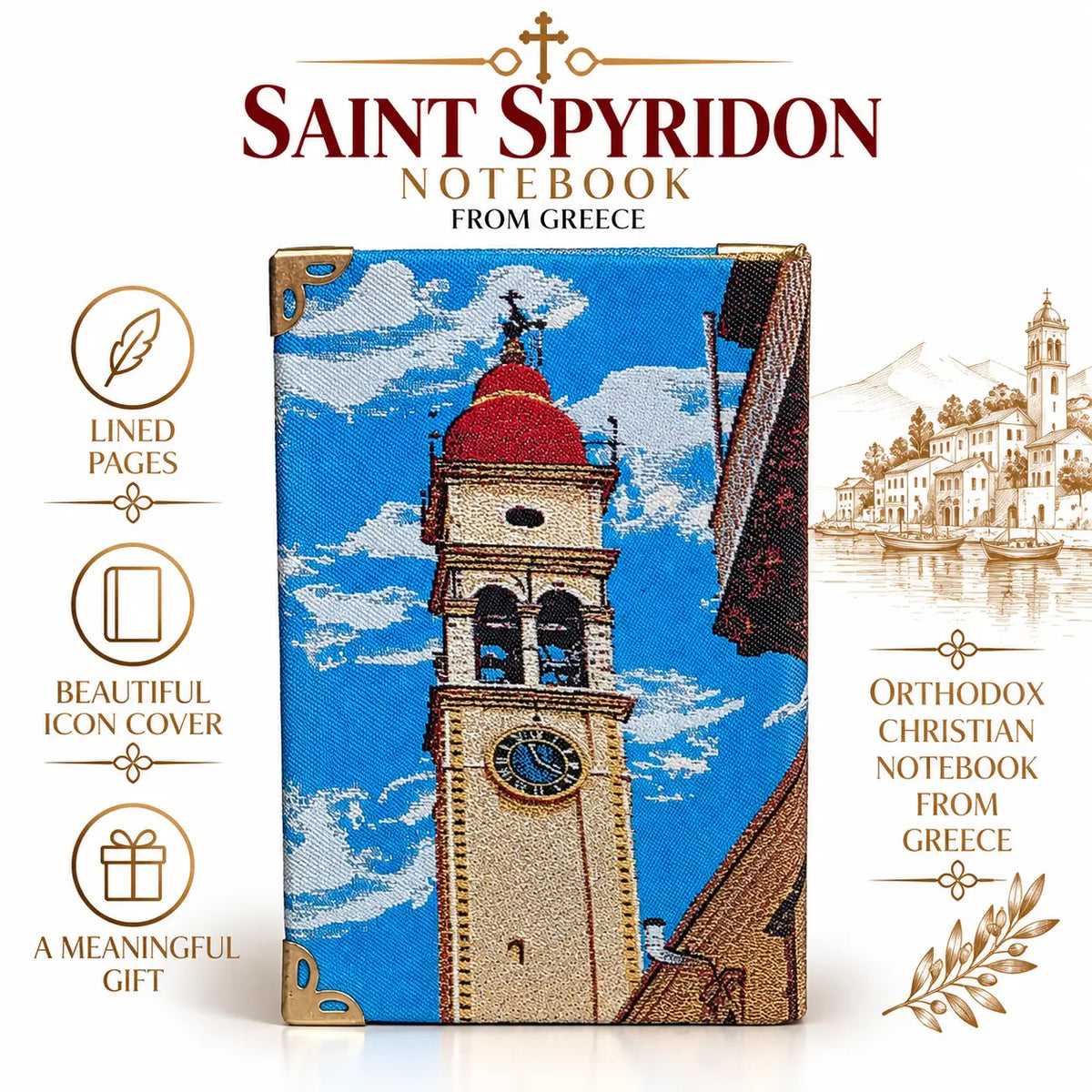 Orthodox Icon Notebook from Greece – Gold-Thread Cover, Lined Pages Church Icon Store