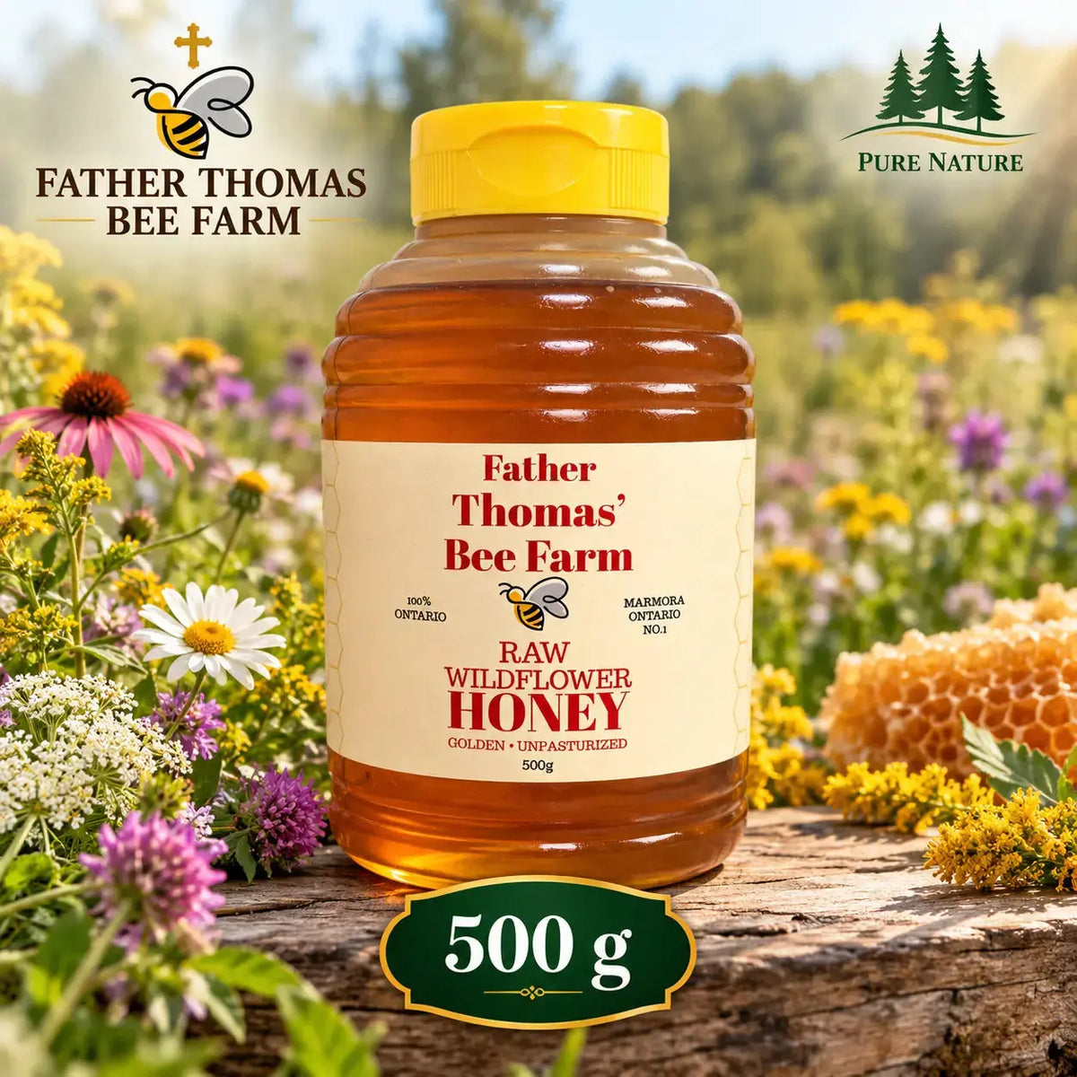 Raw Wildflower Honey Marmora squeeze bottle