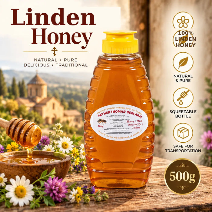 Raw Linden Honey Ontario clear squeeze bottle 500g