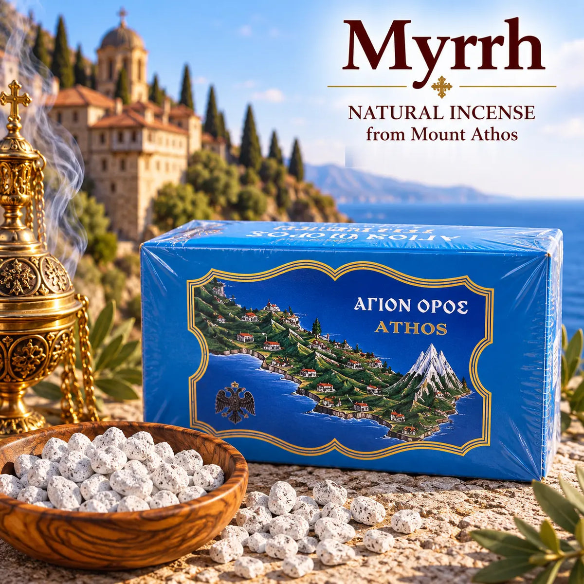 Myrrh Orthodox Incense from Mount Athos Church Icon Store