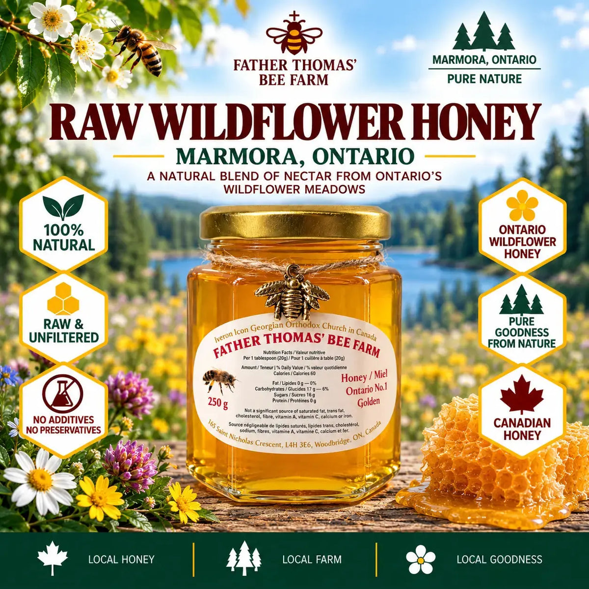 Raw Wildflower Honey Marmora glass jar 250g