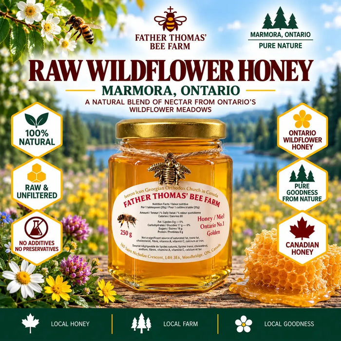 Raw Wildflower Honey Marmora glass jar 250g