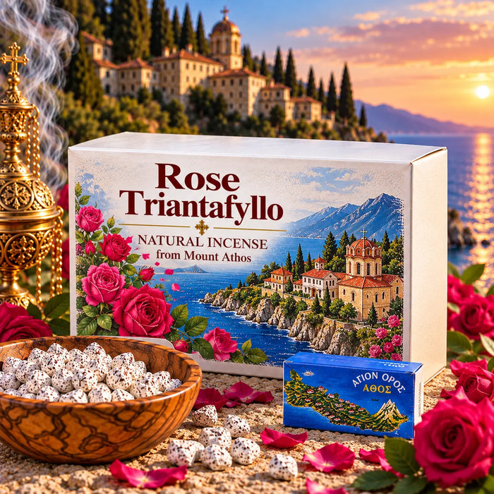Rose (Triantafyllo) Orthodox Incense from Mount Athos Church Icon Store